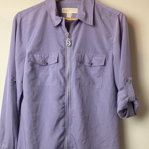 MICHAEL KORS lavender zip down shirt, size 10 - Picture 7 of 12